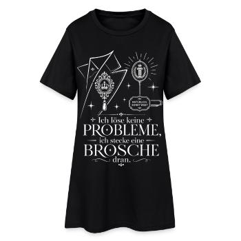 Ich stecke eine Brosche dran - Frauen T-Shirt-Kleid - Schwarz - Vorne