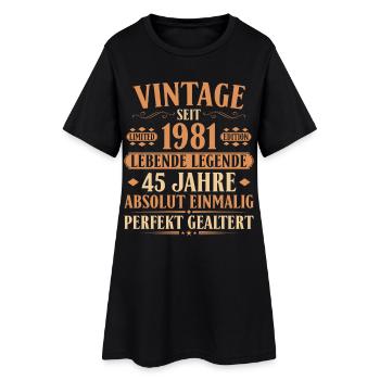 1981 Jahrgang Geburtstag 45 Jahre - Frauen T-Shirt-Kleid - Schwarz - Vorne
