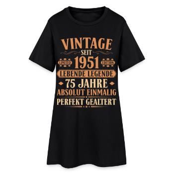 1951 Jahrgang Geburtstag 75 Jahre - Frauen T-Shirt-Kleid - Schwarz - Vorne