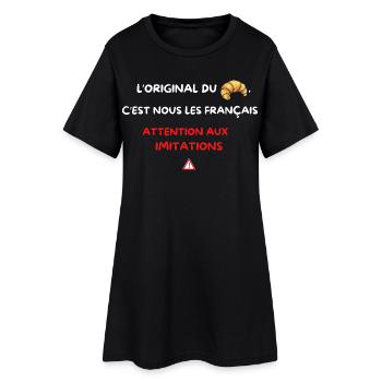 Croissant Français Original – Attention aux Imitat - Robe T-shirt Femme - noir - Devant