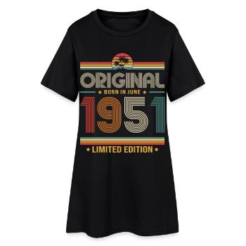 Cadeau du 75e anniversaire Millésime juin Millésime 1951 - Robe T-shirt Femme - noir - Devant
