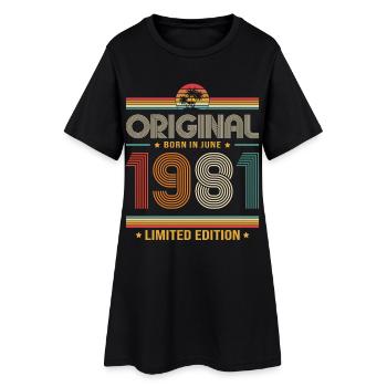 Cadeau du 45e anniversaire Millésime Juin Millésime 1981 - Robe T-shirt Femme - noir - Devant
