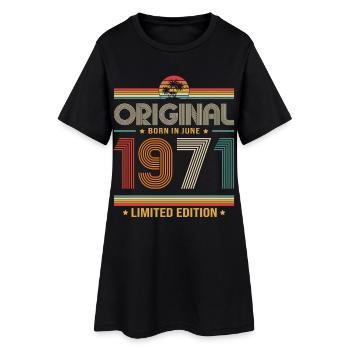 Cadeau du 55e anniversaire Millésime juin 1971 - Robe T-shirt Femme - noir - Devant