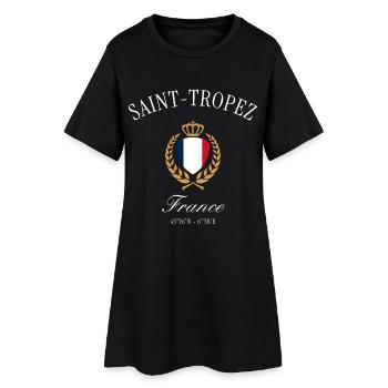 Saint-Tropez Frankreich Wappen Krone – Reise - Frauen T-Shirt-Kleid - Schwarz - Vorne