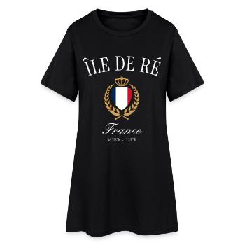Île de Ré Frankreich Wappen Krone – Reise Souvenir - Frauen T-Shirt-Kleid - Schwarz - Vorne