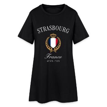 Straßburg Frankreich Wappen Krone – Reise Souvenir - Frauen T-Shirt-Kleid - Schwarz - Vorne