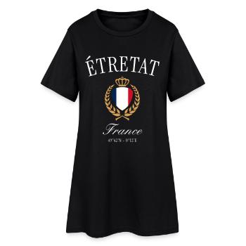 Étretat France Coat of Arms Crown – Travel Souvenir - Women’s T-Shirt Dress - black - Front