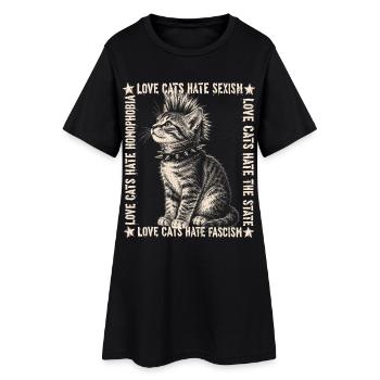 Punk Cat Love Cats Haut Statement - Robe T-shirt Femme - noir - Devant
