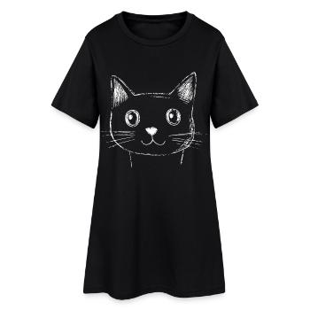 Croquis de visage de chat - Robe T-shirt Femme - noir - Devant
