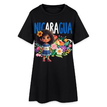 Fierté et Foyer du drapeau du Nicaragua - Robe T-shirt Femme - noir - Devant