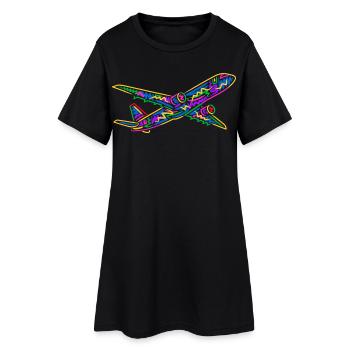 Colorful Airplane Flyer Kids Men Boys Pilot - Women’s T-Shirt Dress - black - Front
