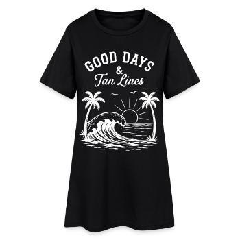 Good Days and Tan Lines Sommer Urlaub Strand - Frauen T-Shirt-Kleid - Schwarz - Vorne