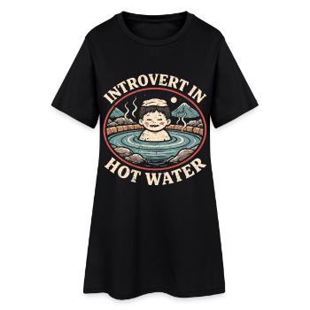 Onsen Thermal Bath Introvert In Hot Water - Women’s T-Shirt Dress - black - Front