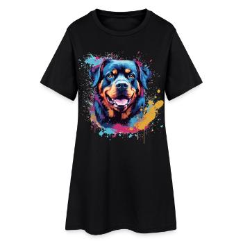 Art éclaboussé coloré du chien rottweiler - Robe T-shirt Femme - noir - Devant