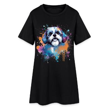 Éclaboussure de chiot Shih Tzu - Robe T-shirt Femme - noir - Devant
