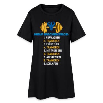 Mein Wochenende Workout Routine - Frauen T-Shirt-Kleid - Schwarz - Vorne