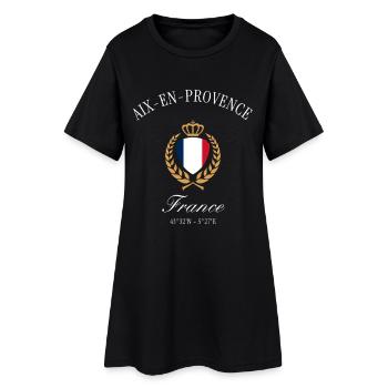 Aix-en-Provence Frankreich Wappen – Reise Souvenir - Frauen T-Shirt-Kleid - Schwarz - Vorne