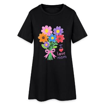 Bouquet Crayonné pour Maman - Robe T-shirt Femme - noir - Devant