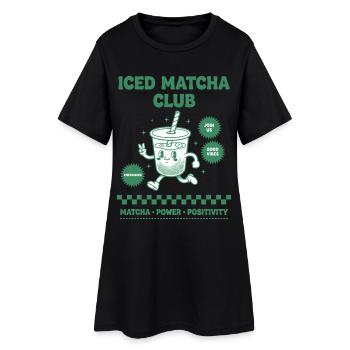 Iced Matcha Club Matcha Puissance Positivité Drôle - Robe T-shirt Femme - noir - Devant
