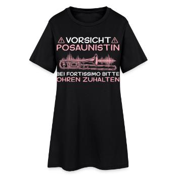 Posaunistin Bei Fortissimo Ohren zuhalten Posaune - Frauen T-Shirt-Kleid - Schwarz - Vorne