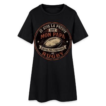 Preuve que mon papa rugby, papa rugbyman, rugby - Robe T-shirt Femme - noir - Devant