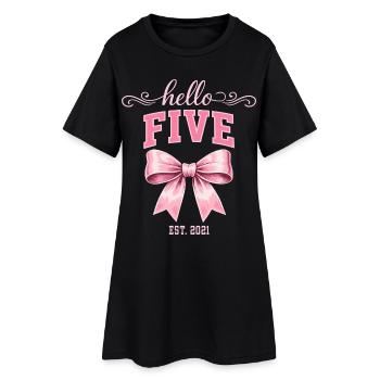 Hallo fünf 5 Jahre alt ist 2021 Jubiläumsknoten - Frauen T-Shirt-Kleid - Schwarz - Vorne
