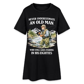 Humour Pêche Cadeau Grand-Père Vintage - Robe T-shirt Femme - noir - Devant