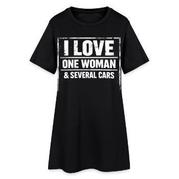 Vintage Garage Car Humor T-Shirt Schwarzer Text - Frauen T-Shirt-Kleid - Schwarz - Vorne