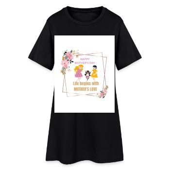 Mother's Love Blumenrahmen - Frauen T-Shirt-Kleid - Schwarz - Vorne