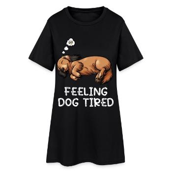Se sentir fatigué par chien Teckel - Robe T-shirt Femme - noir - Devant