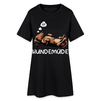 Hundemüde Langhaardackel Dackel Dackelhalter  - Frauen T-Shirt-Kleid - Schwarz - Vorne