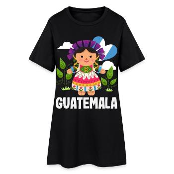 Guatemala Flagge T-Shirt Stolz & Heimat Chapín - Frauen T-Shirt-Kleid - Schwarz - Vorne