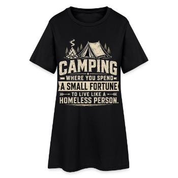 Camping Luxus-Spruch: Zeltpreis-Witz - Frauen T-Shirt-Kleid - Schwarz - Vorne