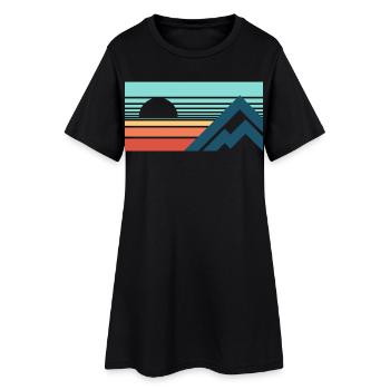Mountains Sun Abstract - Women’s T-Shirt Dress - black - Front