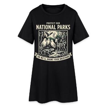 Nationalparks Geisterschutz - Frauen T-Shirt-Kleid - Schwarz - Vorne
