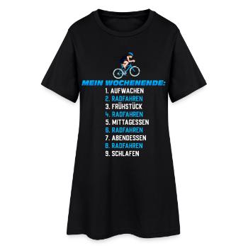 Mein Wochenend-Plan: Radfahren Nonstop - Frauen T-Shirt-Kleid - Schwarz - Vorne