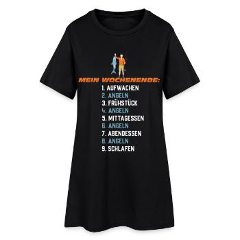 Mein Wochenende: Nur Angeln - Frauen T-Shirt-Kleid - Schwarz - Vorne