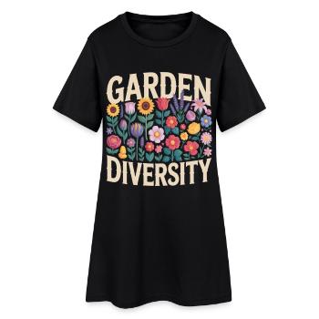 Garden Diversity Blumen Garten - Frauen T-Shirt-Kleid - Schwarz - Vorne