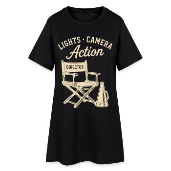 Lumières Caméra Action Réalisateur Cinéma Film - Robe T-shirt Femme - noir - Devant