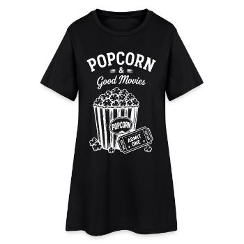 Billet de cinéma Popcorn et Good Movies - Robe T-shirt Femme - noir - Devant