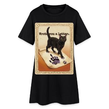 Je t’ai écrit une lettre, chat - Robe T-shirt Femme - noir - Devant