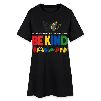 Be Kind Langue Des Signes Inclusif - Robe T-shirt Femme - noir - Devant