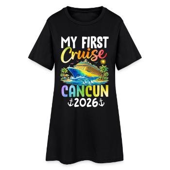Ma première croisière Cancún 2026 - Robe T-shirt Femme - noir - Devant