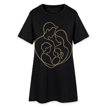 Famille unie en Cœur - Cadeau Fête des Pères Mères - Robe T-shirt Femme - noir - Devant