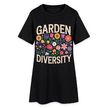 Garden Diversity Blumen Garten - Frauen T-Shirt-Kleid - Schwarz - Vorne