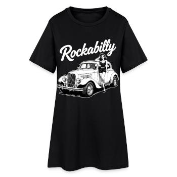Rockabilly Pin-Up & Design de voitures classiques Hot Rod - Robe T-shirt Femme - noir - Devant