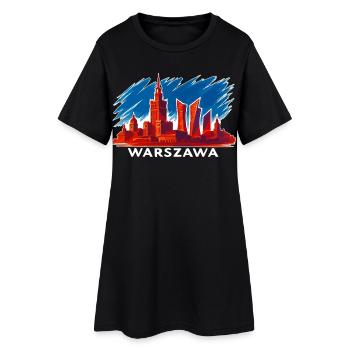 Warschau Skyline Kunst – Warszawa Silhouette - Frauen T-Shirt-Kleid - Schwarz - Vorne