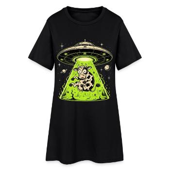 Enlèvement de vache extraterrestre Étrange-cœur surréaliste - Robe T-shirt Femme - noir - Devant