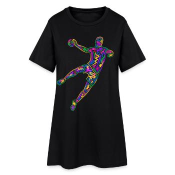 Bunter Handballspieler Handballer Jungen Handball - Frauen T-Shirt-Kleid - Schwarz - Vorne
