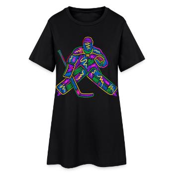 Eishockey Torwart Kinder Bunter Eishockeyspieler - Frauen T-Shirt-Kleid - Schwarz - Vorne
